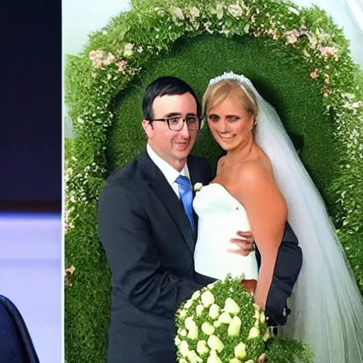 Image similar to john oliver wedding marries a cabbage