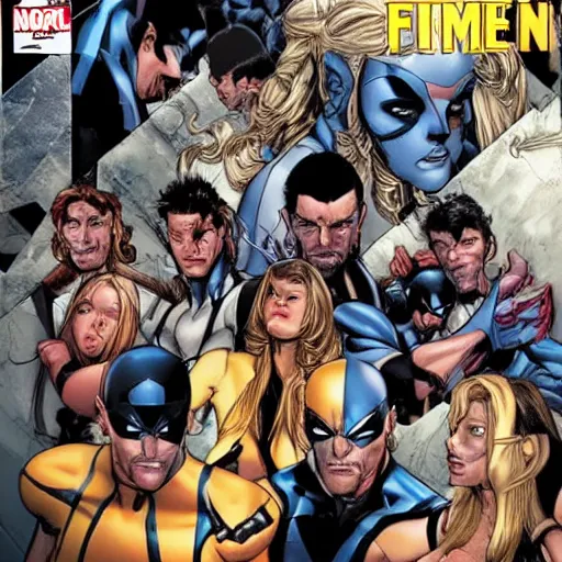 Prompt: X-men fighting the cast of Friends, highly detailed