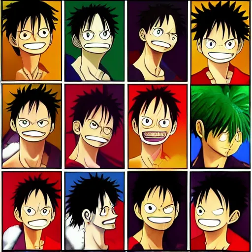 Image similar to Luffy portrait as a montage art