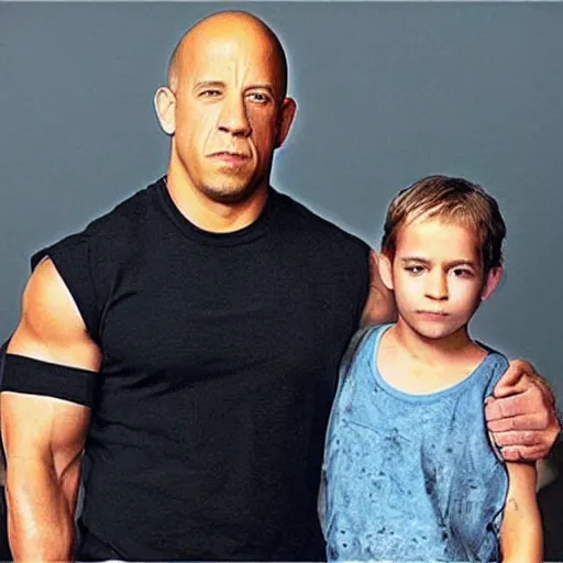 Vin Diesel doing the Rock raising eyebrow meme, Stable Diffusion