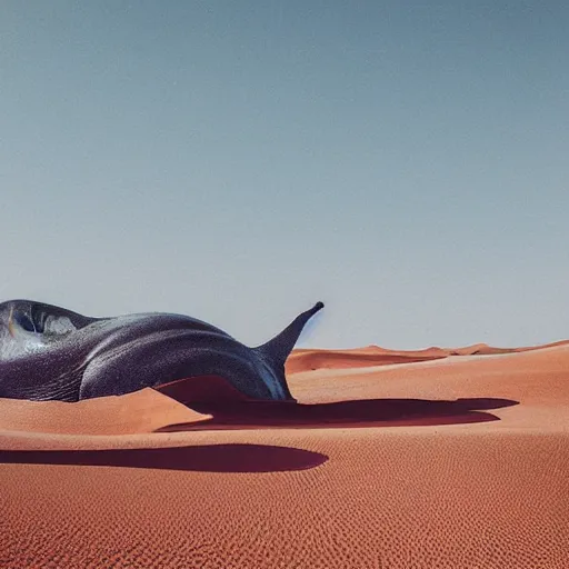 Image similar to 🐋🐳🐉🤖 in desert, photography by bussiere rutkowski andreas roch