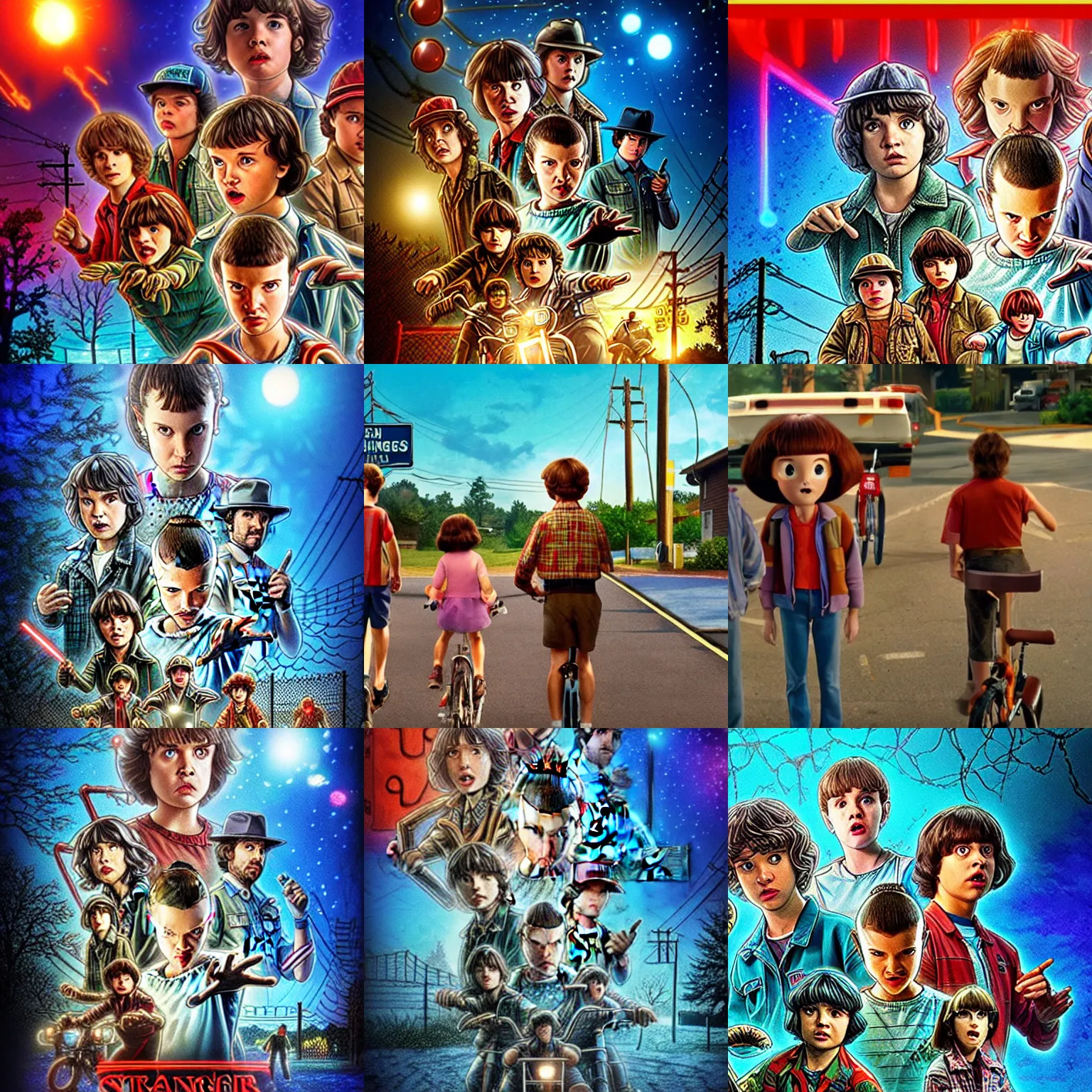 Prompt: Stranger Things as seen in Disney Pixar‘s Up (2009)