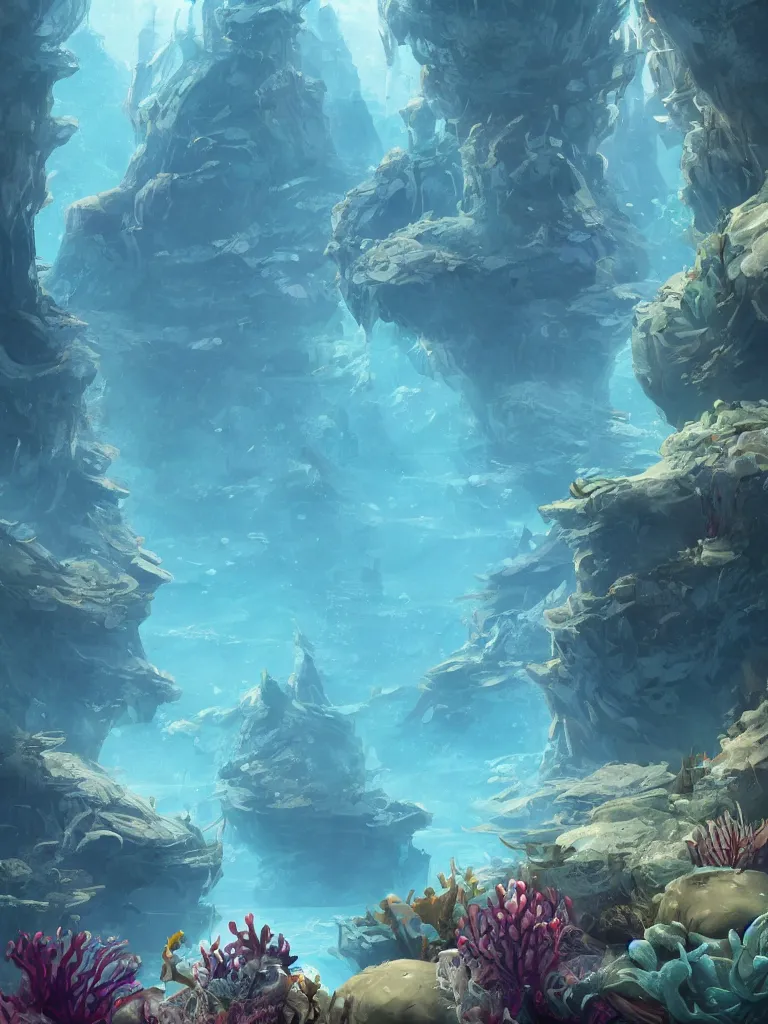 Image similar to underwater by Disney Concept Artists, blunt borders, rule of thirds