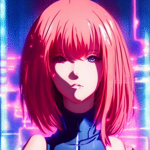 Prompt: An anime portrait of beautiful girl still from cybercity 1985 by Stanley Artgerm Lau ,WLOP, Ilya Kuvshinov ,James Jean, Andrei Riabovitchev , symmetrical , synthwave