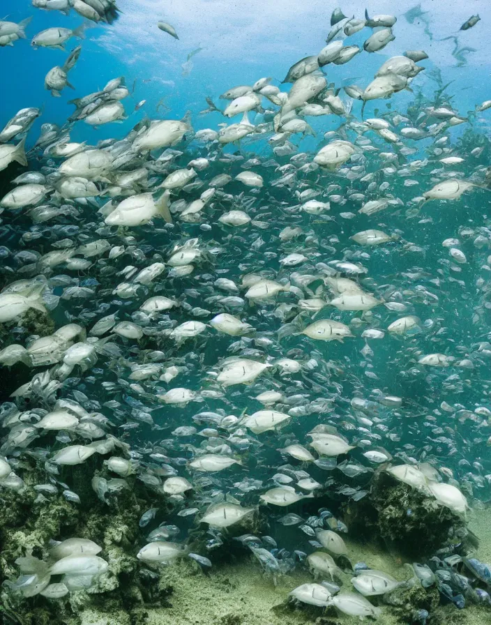 Prompt: an underwater city school for fish, 8k, National Geographic photo field.