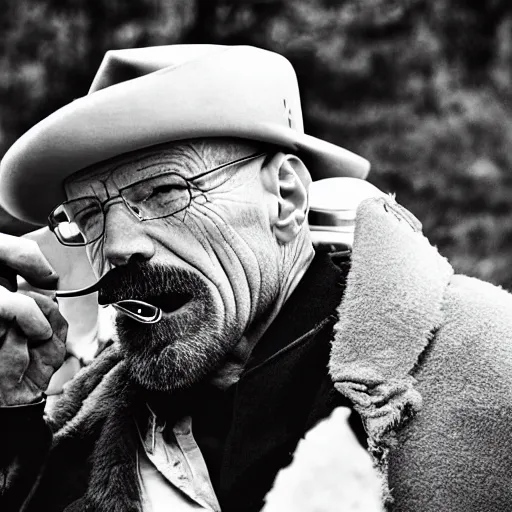 Prompt: walter white eating bison, photography,