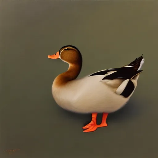 Image similar to a duck on the prowl oil painting lisa yuskavage