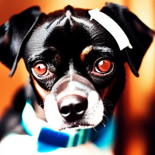 Image similar to portrait of black pugalier dog wearing an elvis costume, trending on instagram, award winning details