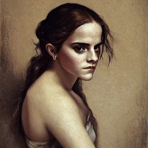 Image similar to Emma Watson by Gustave Courbet