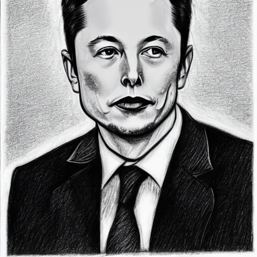 Image similar to pencil drawing of Elon musk