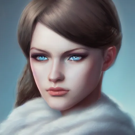 Image similar to portrait of an ice blue - eyed woman, artstation