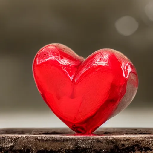 Prompt: heart scuplture, photographic, realistic, hd, bokeh