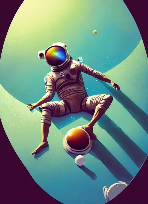 Prompt: an astronaut sunbathing by a pool, isometric, complimentary colors, perfect lighting, aesthetic, masterpiece, award winning, perfect composition, artstation, 4 k, darek zabrocki, greg rutkowski, artgerm