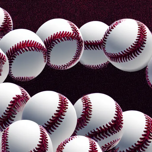 Image similar to beautiful ocean wave of white and red baseballs, 4k, surreal