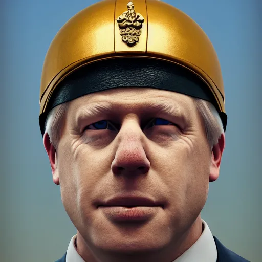 Image similar to boris johnson with military helmet on in kyiv, realistic, wide shot, sunny lighting, octane render, gq magazine, hyper realistic, high quality, highly detailed, hd, beautiful, cinematic, 8 k, unreal engine, facial accuracy,