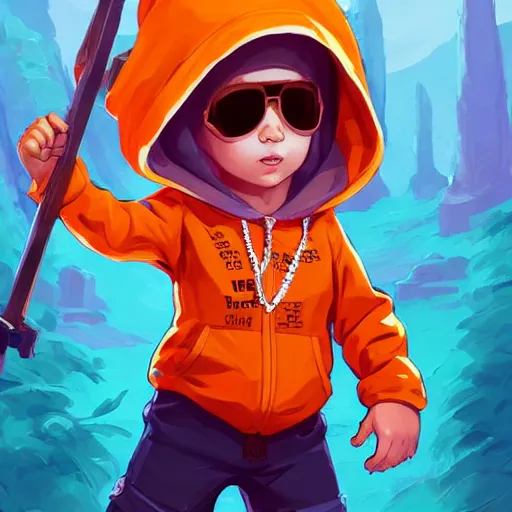 Image similar to baby Angel cherub ski mask orange hoodie, golden necklace fantasy art apex fortnite Video game icon, 2d game art gta5 cover , official fanart behance hd artstation by Jesper Ejsing, by RHADS, Makoto Shinkai and Lois van baarle, ilya kuvshinov, rossdraws