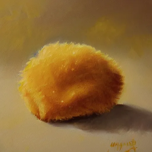 Image similar to A painting of a chicken nugget