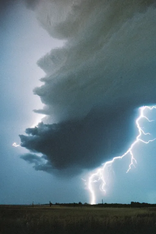 Image similar to cinestill of a huge electricity tornado, scary, intense, storm photography