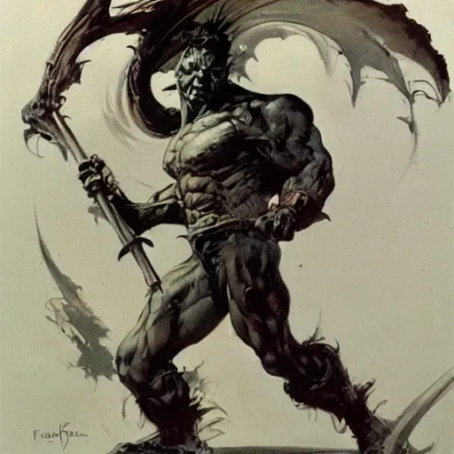 Prompt: ganandorf by frank frazetta