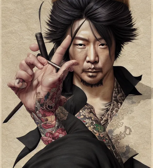 Prompt: *! weeding of a yakuza ab 2 3 de in tokyo _ 1 7 th century _ portrait | fantasy | highly detailed | trending on artstation | sharp focus : art by artgerm, greg rutkowsky, magali villeneuve, ayami kojima, amano