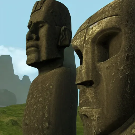 Prompt: Moai Statue in Skyrim, User Interface, Ingame