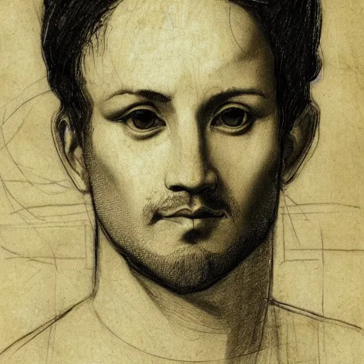 Image similar to markplier portrait sketch, by da vinci, sketch