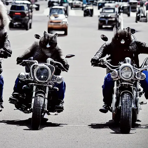 Image similar to a gang of biker cats