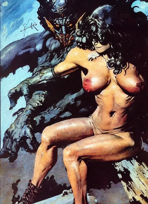 Image similar to by frazetta, highly detailed