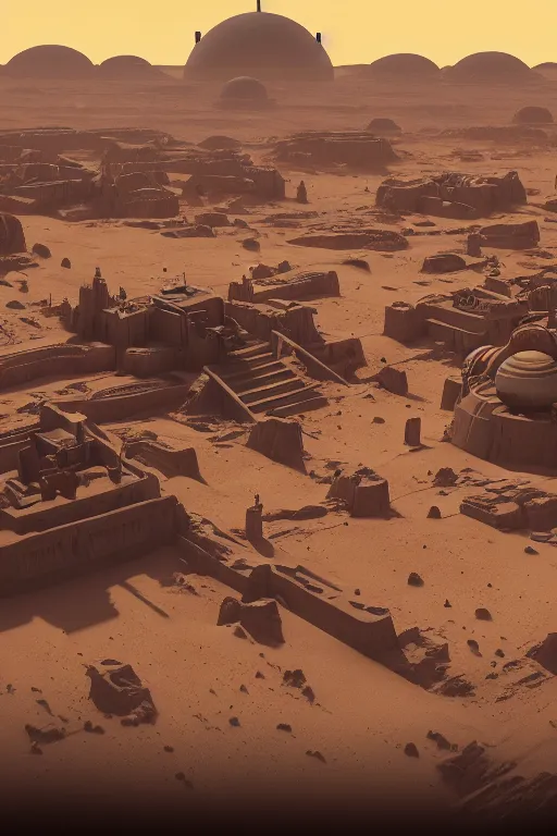 Image similar to retro Tatooine by Mark maggiori, Matte painting, trending on artstation and unreal engine