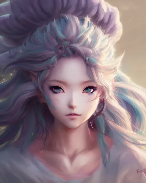 Image similar to character concept art of an anime thunderstormy cloud goddess | | cute - fine - face, pretty face, realistic shaded perfect face, fine details by stanley artgerm lau, wlop, rossdraws, james jean, andrei riabovitchev, marc simonetti, and sakimichan, tranding on artstation