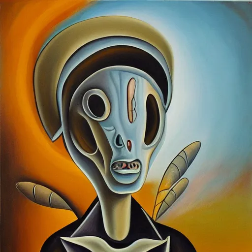 Prompt: surrealist painting of an alien