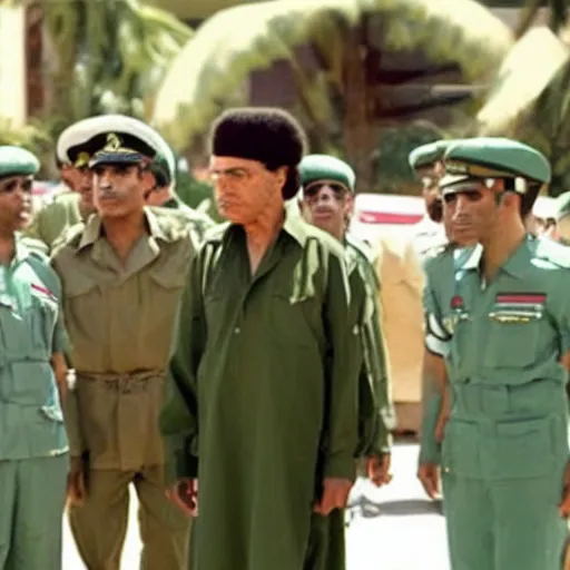 Prompt: A still of Muammar Gaddafi in Mean Girls