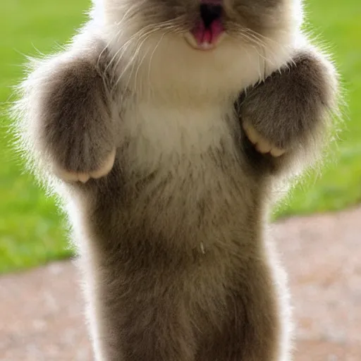 Prompt: Fluffy happy creature wants a hug.