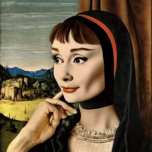 Prompt: audrey hepburn art by giovanni bellini