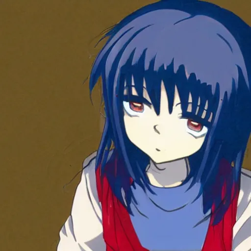 Image similar to a dark blue haired anime boy with deep blue eyes, with an indigo - tinted cosmic background