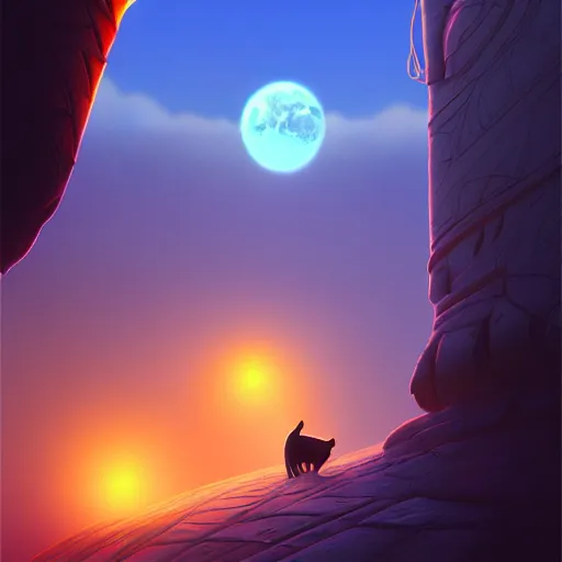 Prompt: two cats on the moon, futuristic, sci-fi, contrast volumetric light, highly detailed, digital painting, artstation, concept art, sharp focus, illustration, by Evgeny Lushpin