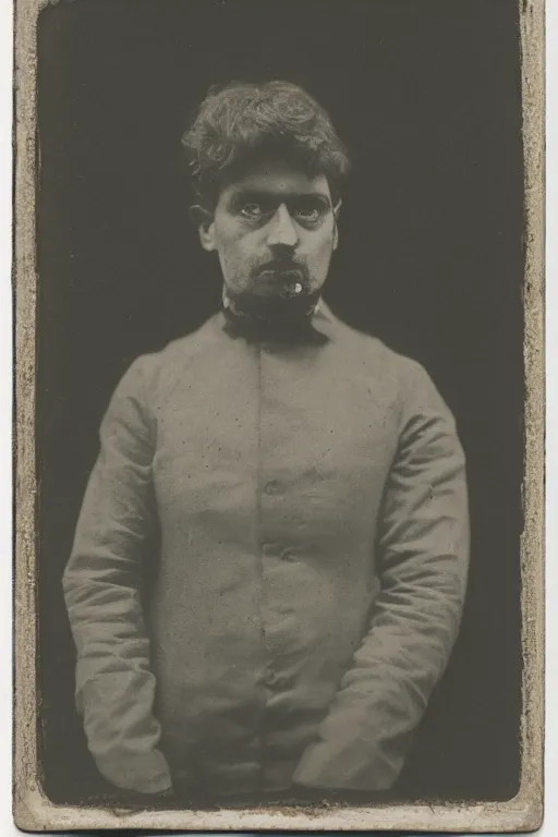 Prompt: a monochrome daguerrotype portrait of the devil