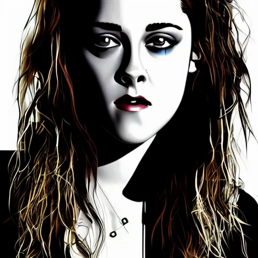 Prompt: portrait of Kristen Stewart, digital art by Michael C Hayes 4k, 8k, HD