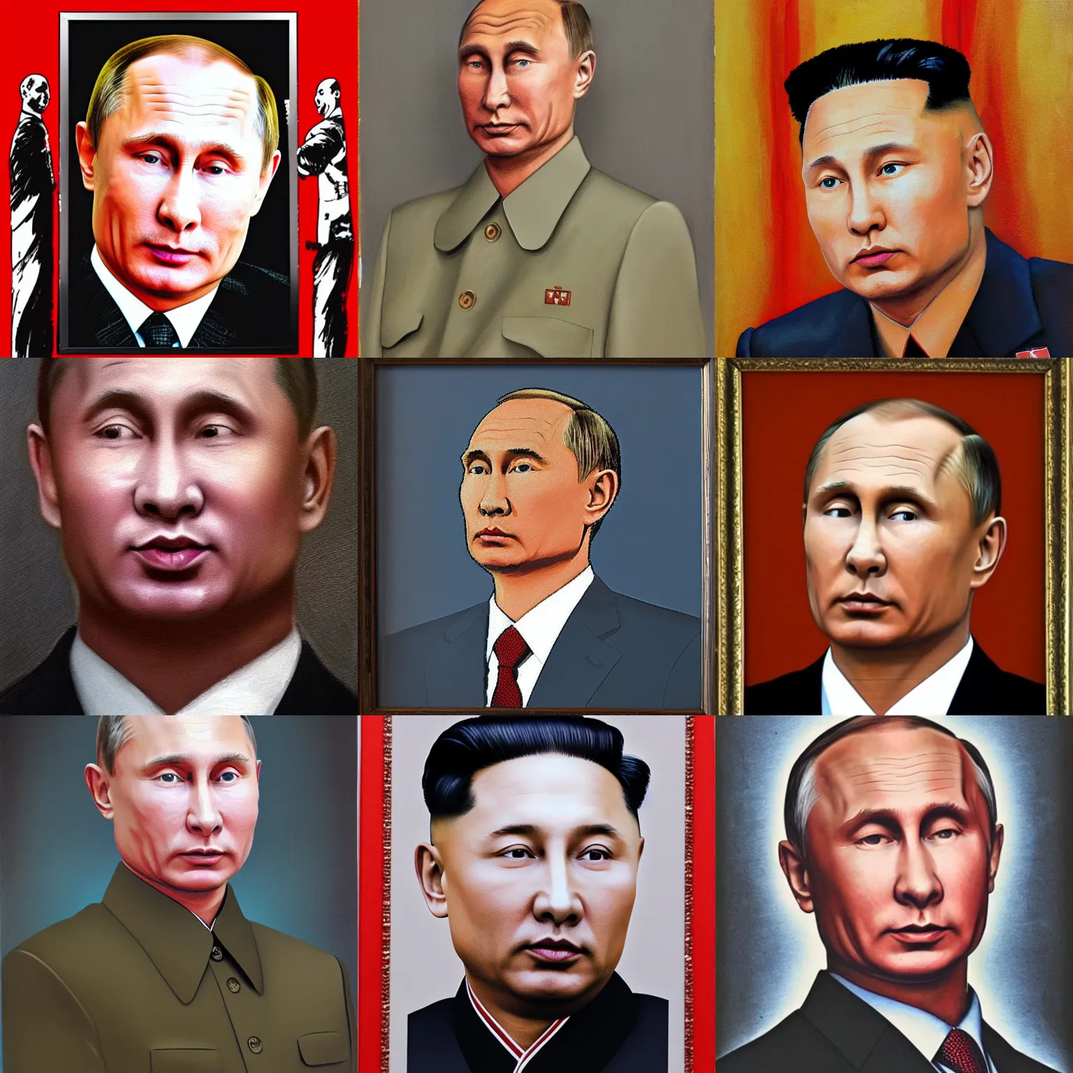 Prompt: portrait of kim jong putin