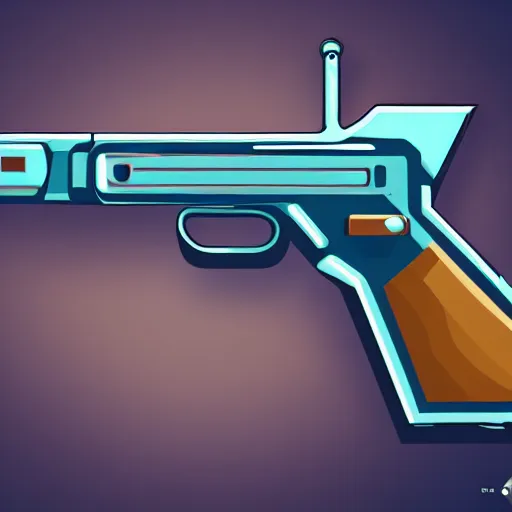 Image similar to a cute chubby gun, stylized, digital art, blue scheme, mobile game, arstation