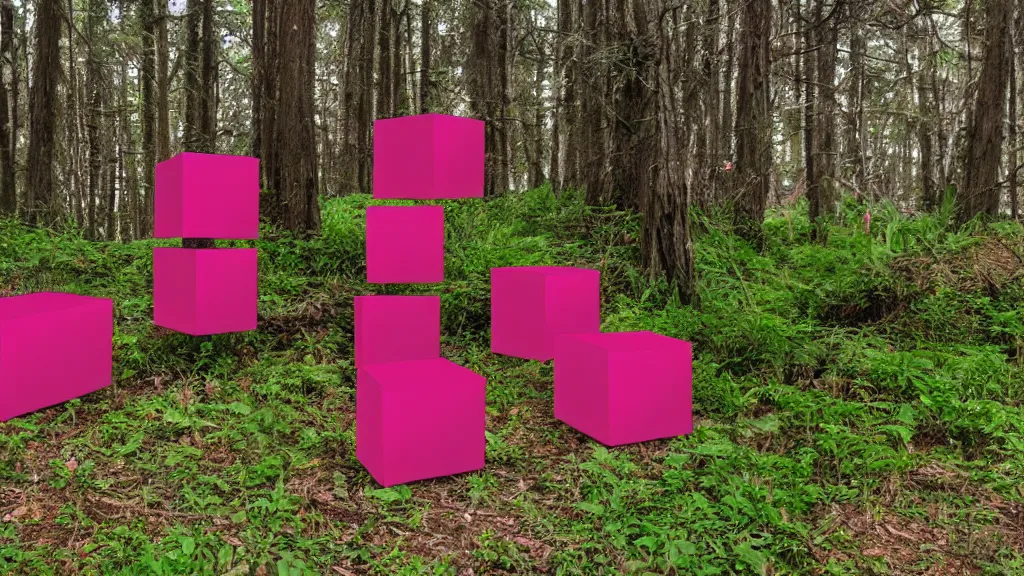 Image similar to outrun formless saloon cube ( s ) in nature