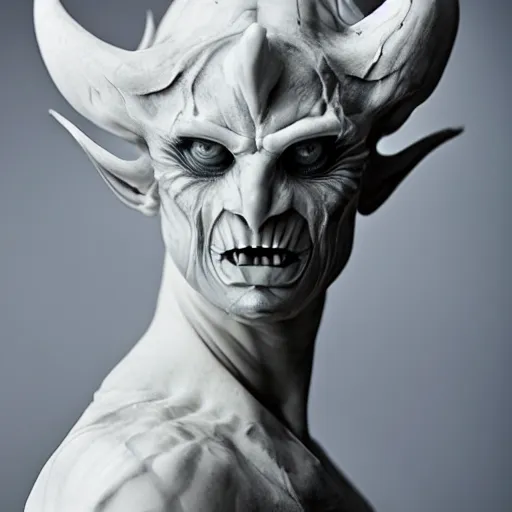 Image similar to a demon inspired by marble created by the make up artist hungry, photographed by andrew thomas huang, cinematic, expensive visual effects