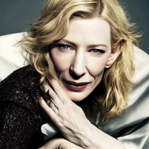 Prompt: photo of cate blanchett, by Annie leibowitz, photorealisitc ,4k