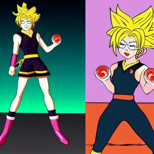 Image similar to emma stone in the style of sailor dbz