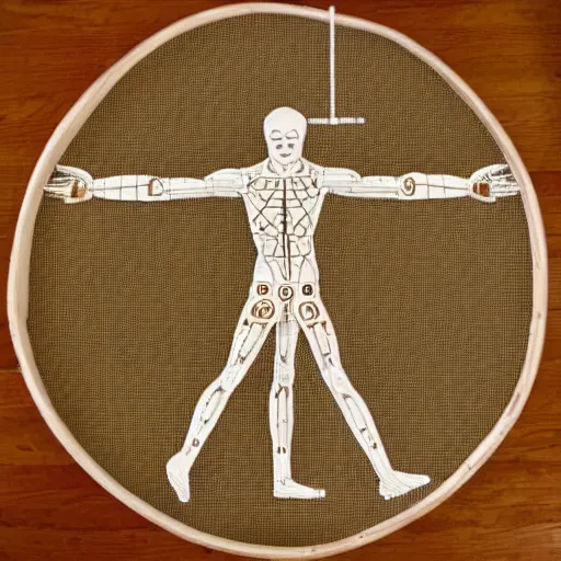 Prompt: the vitruvian man as a lego figure