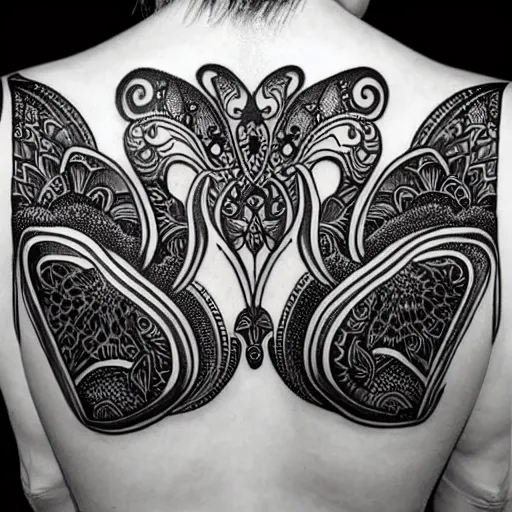 Image similar to tattoo black and white artistic henna pattern organic art nouveau highly detailed 4 k asymmetrical — ar 1 0 2 4 : 3 0