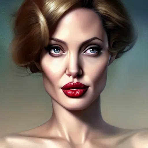 Image similar to a portrait of angelina jolie by charlie bowater and anna dittmann and gil elvgren.