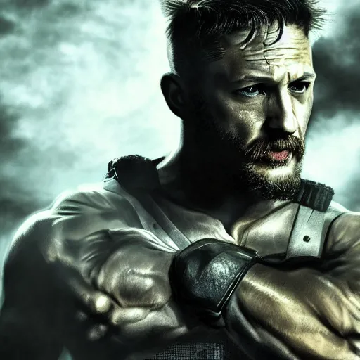 Image similar to Tom Hardy in wolverine suit Digital art 4K quality Photorealism