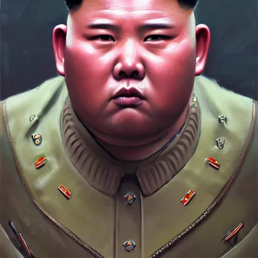 Image similar to the doomslayer as kim jong un a realistic scifi cyberpunk, in ted talk, face closeup portrait art by donato giancola and greg rutkowski, vintage retro scifi, realistic face, digital art, trending on artstation, symmetry,