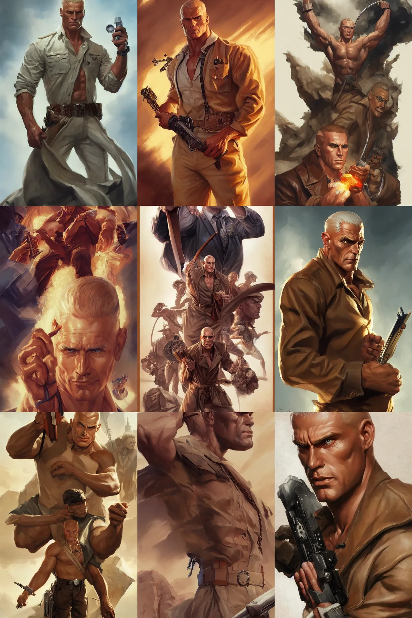 Image similar to doc savage, D&D, fantasy, portrait, highly detailed, digital painting, trending on artstation, concept art, sharp focus, illustration, art by artgerm and greg rutkowski and magali villeneuve